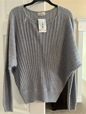 BE COOL Gray Ribbed Crewneck Sweater